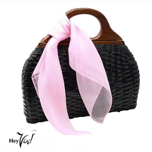 Light Pink Sheer Chiffon Scarf 50s Style for Head Neck  21" Square - Hey Viv - Picture 2 of 7